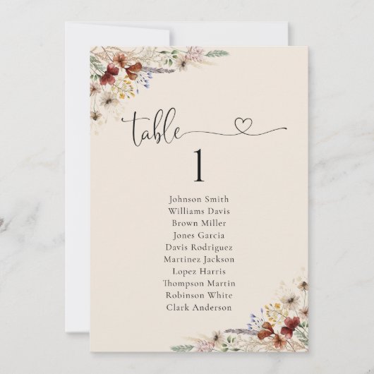 Boho Tiny Wildblume Hochzeitstisch (Vorderseite)