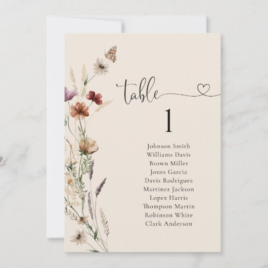 Boho Tiny Wildblume Hochzeitstisch (Vorderseite)