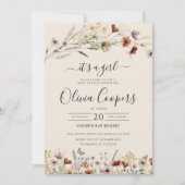 Boho Tiny Wildblume Kinderdusche Einladung (Vorderseite)