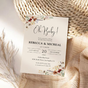 Boho Tiny Wildblume Kinderdusche Einladung