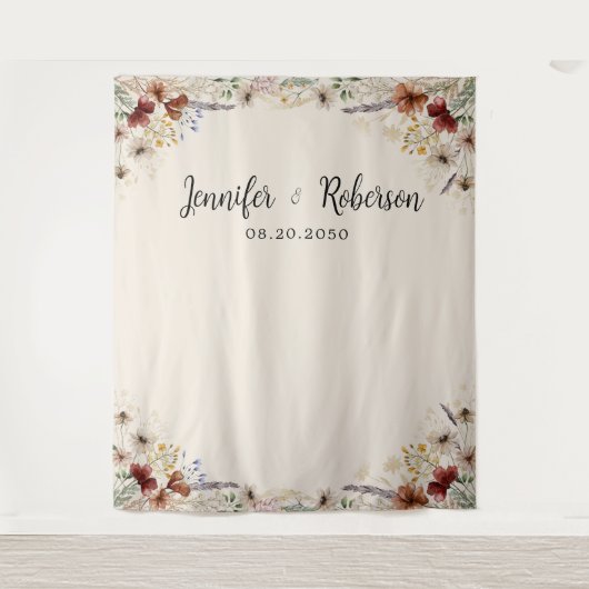 Boho Tiny Wildblume Wedding Backdrops Wandteppich (Vorderseite)