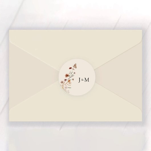 Boho Tiny Wildblume Wedding Classic Round Sticker