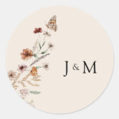 Boho Tiny Wildblume Wedding Classic Round Sticker (Vorderseite)