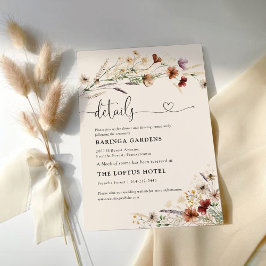 Boho Tiny Wildblume Wedding Details Begleitkarte