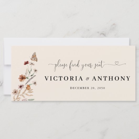 Boho Tiny Wildblume Wedding Head Table Sign (Vorderseite)