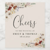 Boho Tiny Wildblume Wedding Wine Label Weinetikett (Einzelnes Label)