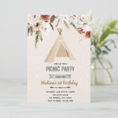 Boho-Tipi-Dusch-Geburtstag Einladung (Stehend Vorderseite)