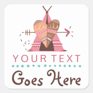 Boho Tipi Stammes-Indianer-Herz- und Pfeil-Boutiqu Quadratischer Aufkleber