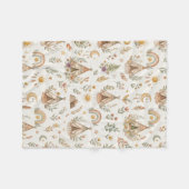 Boho-Tipi und Wald-Regenbogen-Neutrales Baby Fleecedecke (Vorderseite (Horizontal))