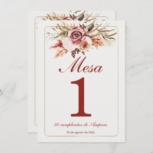 Boho Tischnummern Spanisch (Vorne/Hinten)