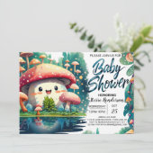 Boho Toadstool Verzauberung Babydusche Einladung (Stehend Vorderseite)
