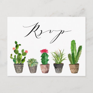 Boho-Topfpflanzen Sukkulenten und Kaktus Hochzeit Postkarte