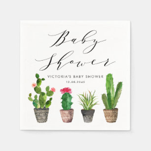 Boho Topted Succulents und Cactus Baby Shower Serviette