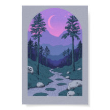 Boho-Tor-Nacht-Mond-Hügel-Minimalistische Landscha