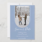 Boho-Torbogen-Foto Save the Date | Staubblau (Vorderseite)