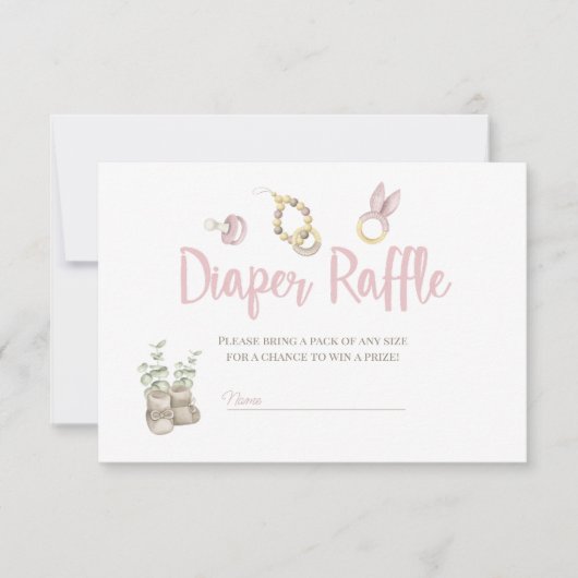 Boho Toys Baby Shower Girl Diaper Raffekarte Einladung (Vorderseite)