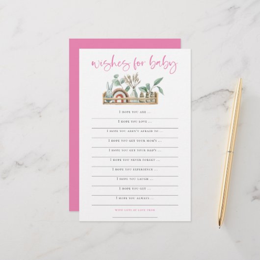 Boho Toys Pink wünscht Baby Showspiel (Vorderseite/Rückseite Beispiel)