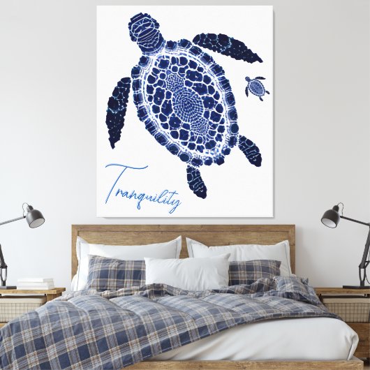 Boho Tranquility Sea Turtles Gestrickte Leinwand A (Insitu (Schlafzimmer))