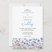 Boho Traumblauen Blume Wiese Blumen Einladung (Vorderseite)