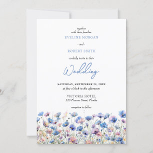 Boho Traumblauen Blume Wiese Blumen Einladung