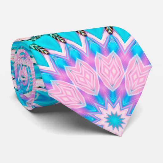 Boho Träumend Aqua Rosa Krawatte (Gerollt)