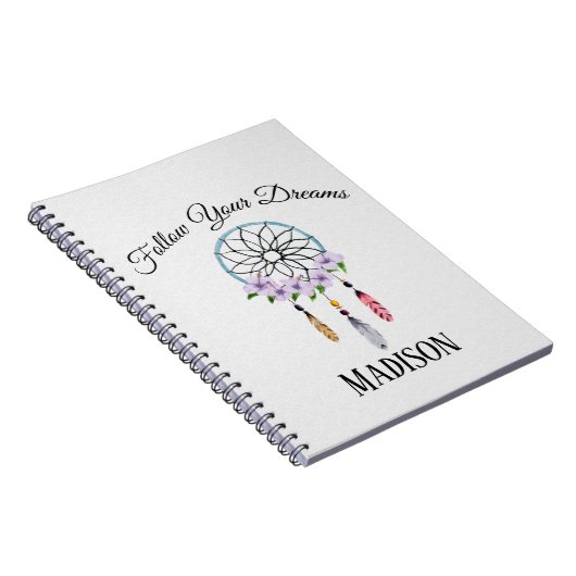 Boho Traumfänger-BlumenBlumen-personalisierter Notizblock (Rechte Seite)