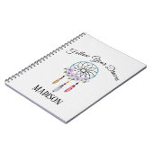 Boho Traumfänger-BlumenBlumen-personalisierter Notizblock (Linke Seite)