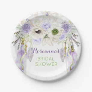 Boho Traumfänger Feder Tribal Lavendel Pappteller
