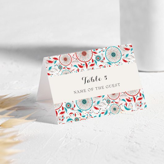 Boho-Traumfänger-Hochzeitsplatzkarte Tischnummer