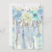 Boho Traumfänger versieht Türkis-Blau mit Federn Einladung (Rückseite)
