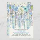 Boho Traumfänger versieht Türkis-Blau mit Federn Einladung (Vorne/Hinten)