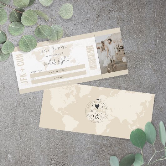 Boho Travel Boarding Pass Zielort Gerettet Daten Einladung