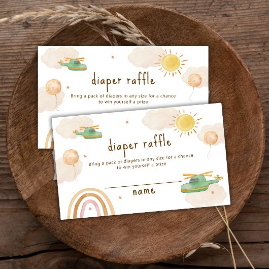 Boho Travel Helicopter Diaper Raffle Baby Shower Begleitkarte