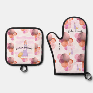 Boho Travels Ofenhandschuh & Topflappen-Set