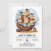 Boho Treasure Map Digital Pirate Birthday Einladung (Vorderseite)