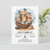 Boho Treasure Map Digital Pirate Birthday Einladung (Stehend Vorderseite)