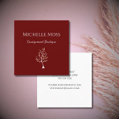 Boho Tree of Life Zeichne Simple Red Quadratische Visitenkarte