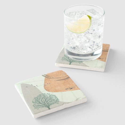 Boho Tree Steinuntersetzer (Seitenansicht)