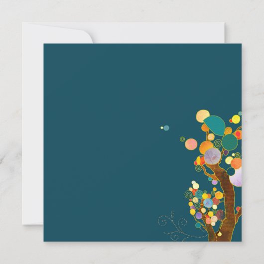 Boho Trees Aquamarin Wedding Foto Save the Date (Rückseite)