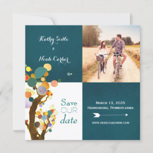 Boho Trees Aquamarin Wedding Foto Save the Date