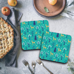 Boho Trees Gold Deers Modern Getränkeuntersetzer