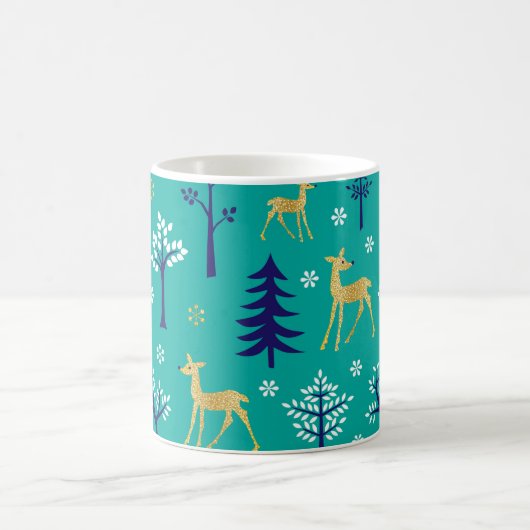 Boho Trees Gold Deers Modern Kaffeetasse (Mittel)