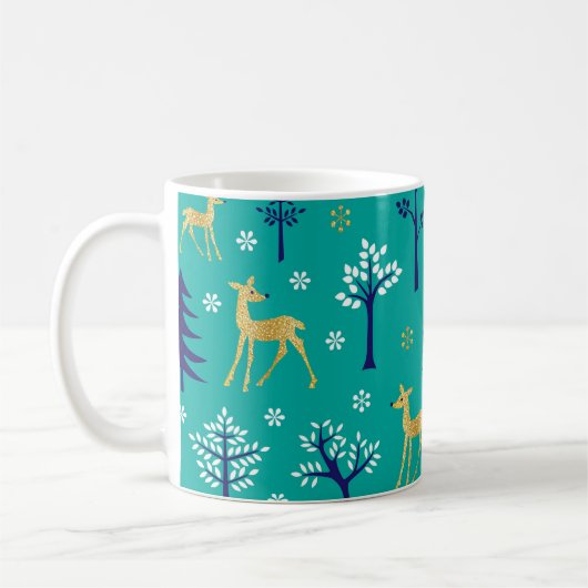 Boho Trees Gold Deers Modern Kaffeetasse (Links)