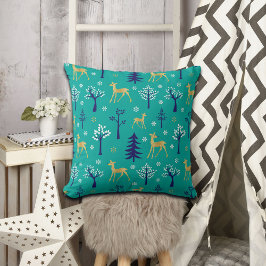 Boho Trees Gold Deers Modern Kissen