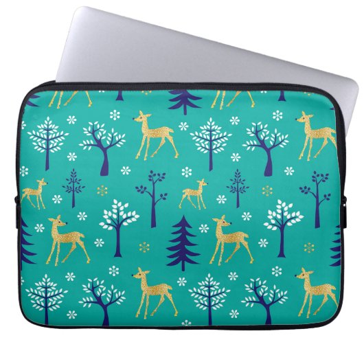 Boho Trees Gold Deers Modern Laptopschutzhülle (Vorderseite)