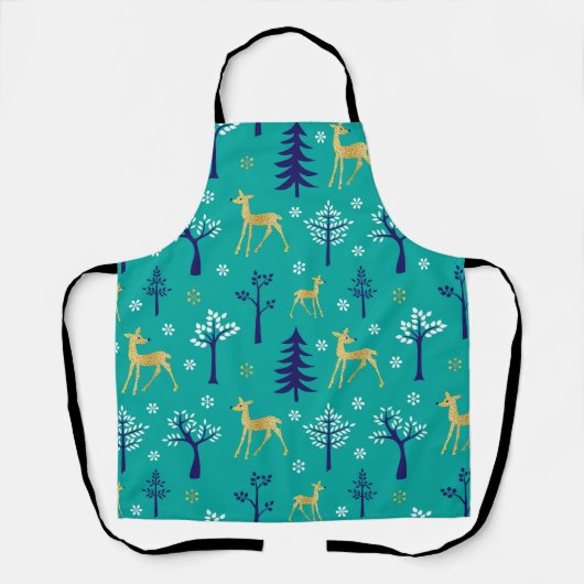 Boho Trees Gold Deers Modern Schürze (Vorderseite)