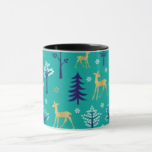 Boho Trees Gold Deers Modern Tasse (Zentrum)