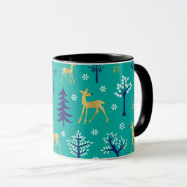 Boho Trees Gold Deers Modern Tasse
