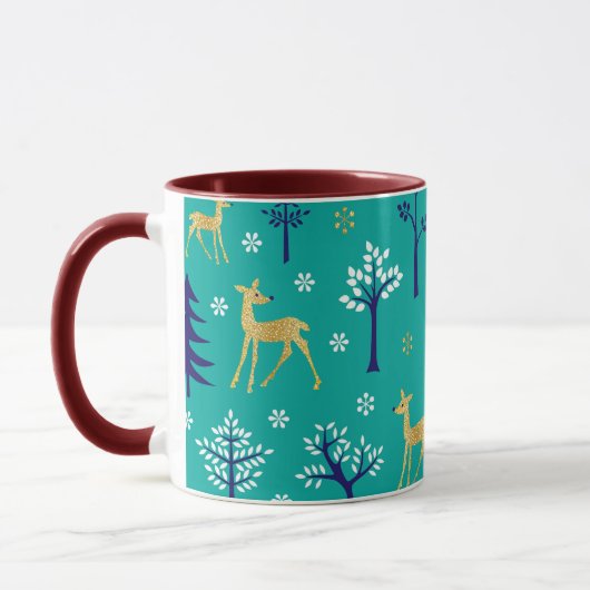 Boho Trees Gold Deers Modern Tasse (Links)