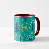 Boho Trees Gold Deers Modern Tasse (VorderseiteRechts)